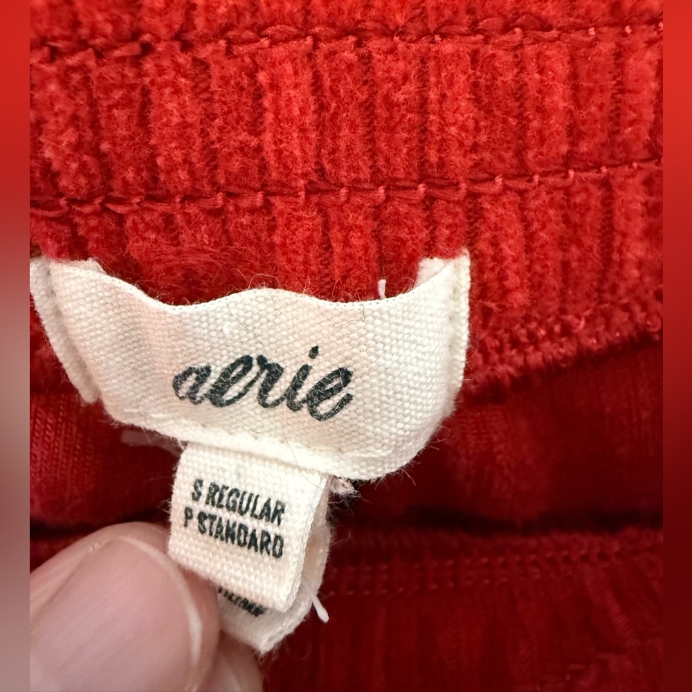 Aerie Groove On Velour High Waisted Flare Pants Red Small - Picture 4 of 6